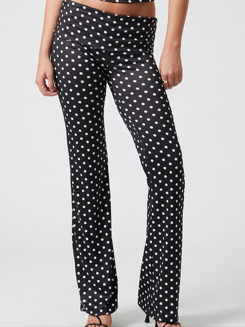Black Polka Dot Flare Pants